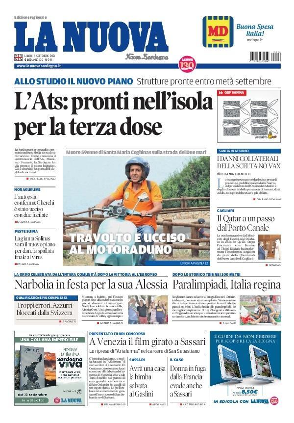 La Nuova Sardegna - Prima Pagina - 6 settembre 2021