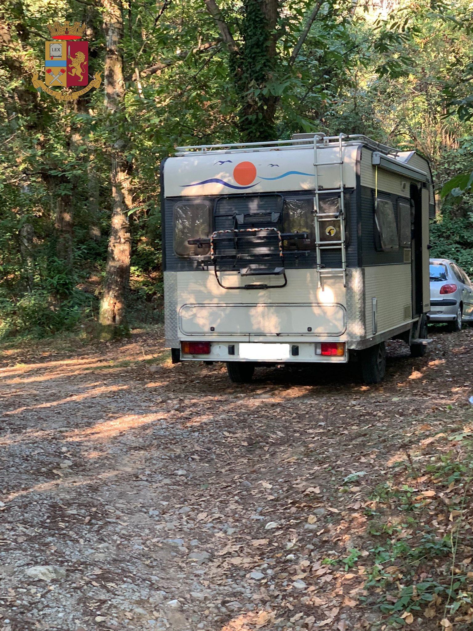 Uno dei camper parcheggiati