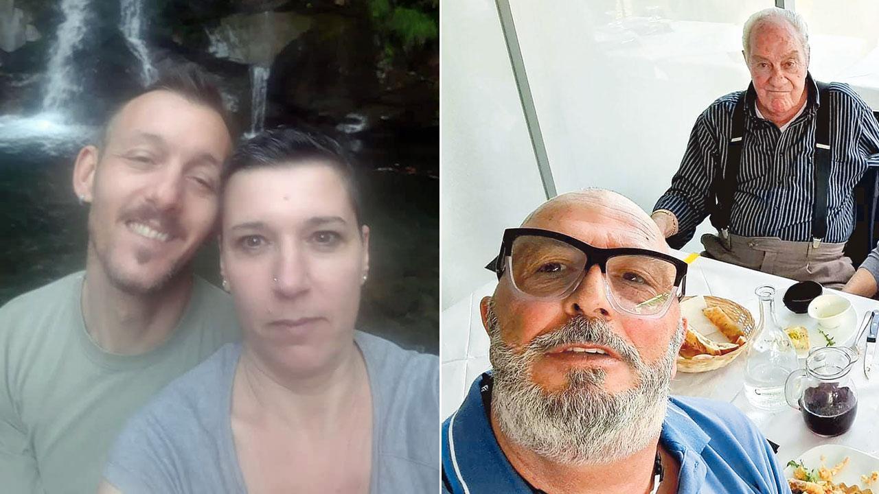 A sinistra Giacomo Casalati, 46 anni, con la compagna Ilenia Ricci, 49. A destra Marco Brucioni nel suo ristorante “Ci Piace” con Nazzario Cerrai, ucciso a 94 anni in via Garibaldi