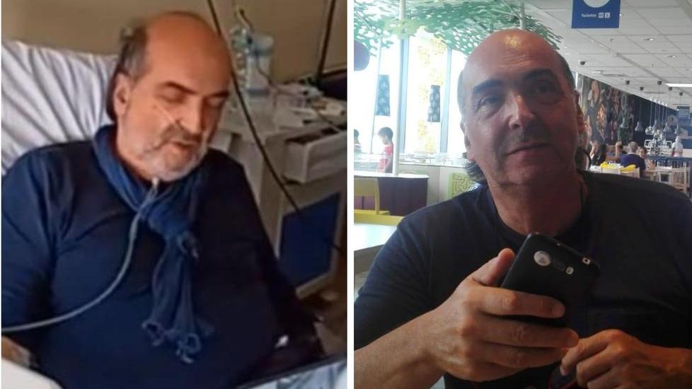 Paolo Fidanzi nel letto della bolla Covid e dopo la guarigione
