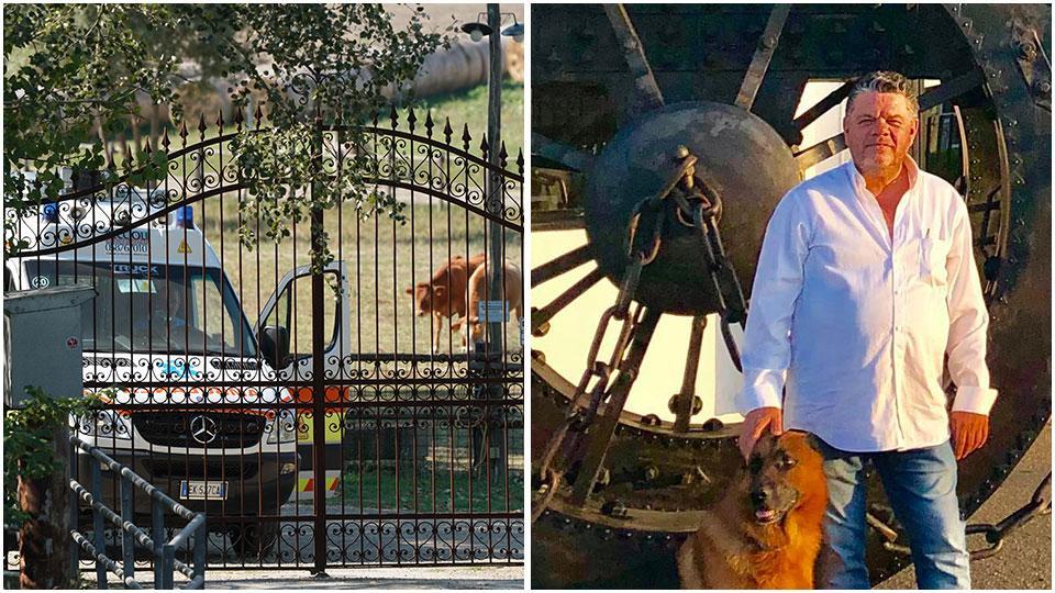 l’ambulanza della Misericordia di Peccioli mentre lascia la tenuta della Piappina e l’imprenditore Giovanni Biscottini
