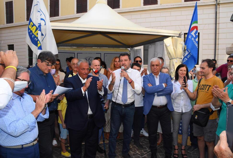 Matteo Salvini ieri, 13 settembre, a Grosseto (foto Agenzia Bf)