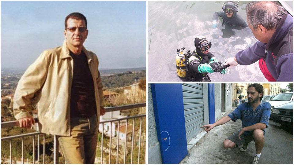 Alfredo “Cacciavite” Chimenti, ucciso a 47 anni con diversi colpi di pistola all’alba del 30 giugno 2002 in piazza Mazzin, il revolver calibro 38 trovato nel Fosso Reale e considerata l’arma del delitto e i tre i segni dei colpi di pistola esplosi in piazza Mazzini il giorno del delitto