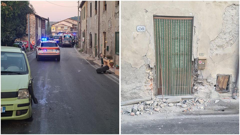 Le immagini dei soccorsi dopo l’incidente e l’ingresso danneggiato di un’abitazione che si affaccia sulla strada
