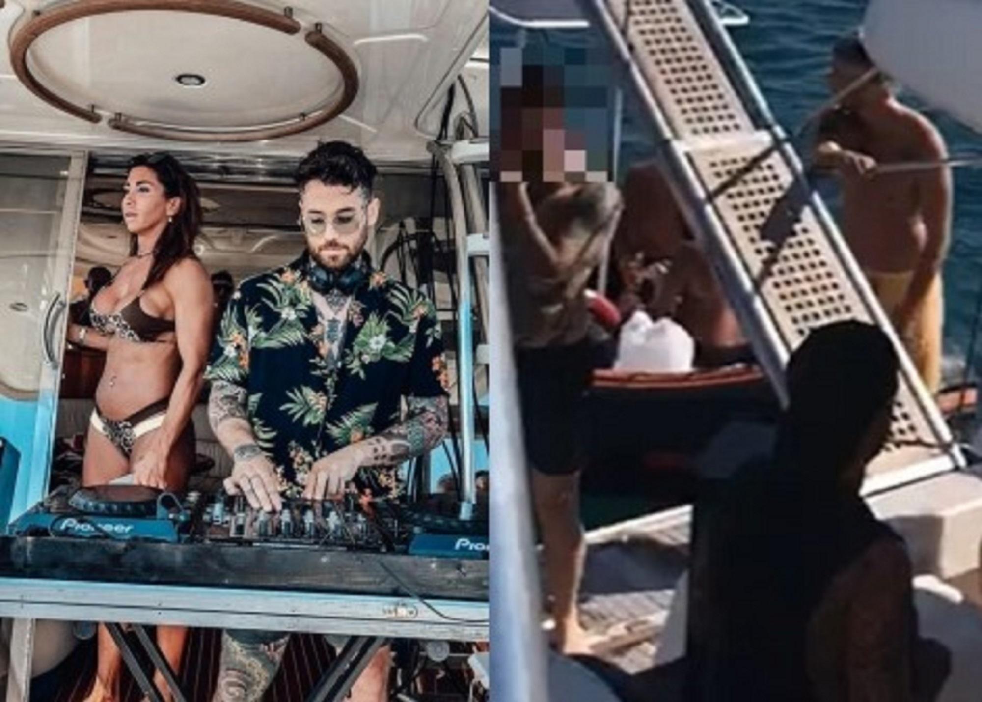A sinistra Antonella Anela con il deejay Federico Fiorentino. A destra alcune persone che ballano