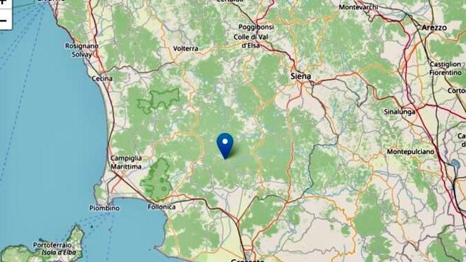 Il punto esatto in cui è stata avvertita la scossa, nella zona di Montieri