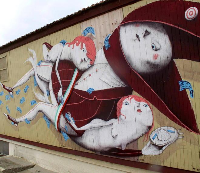Murales contro le aste dei bagni 