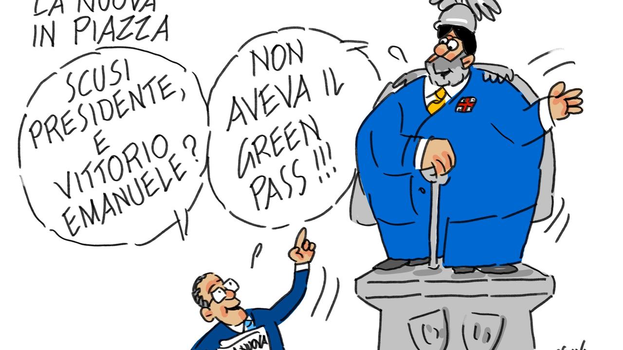La vignetta di Gef: il governatore Christian Solinas alla festa della Nuova in piazza d'Italia