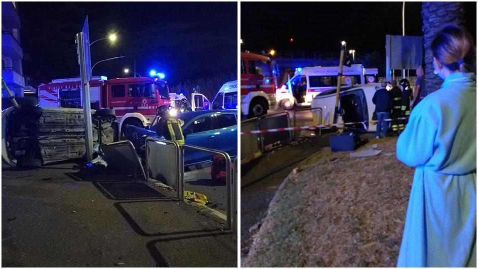 Notte di paura in pieno centro a Grosseto, due auto distrutte e quattro feriti