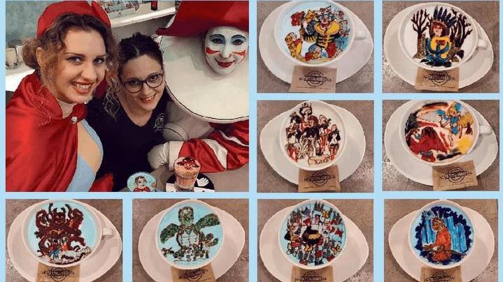 Eleonora Ceragioli e i cappuccini personalizzati con le immagini dei carri