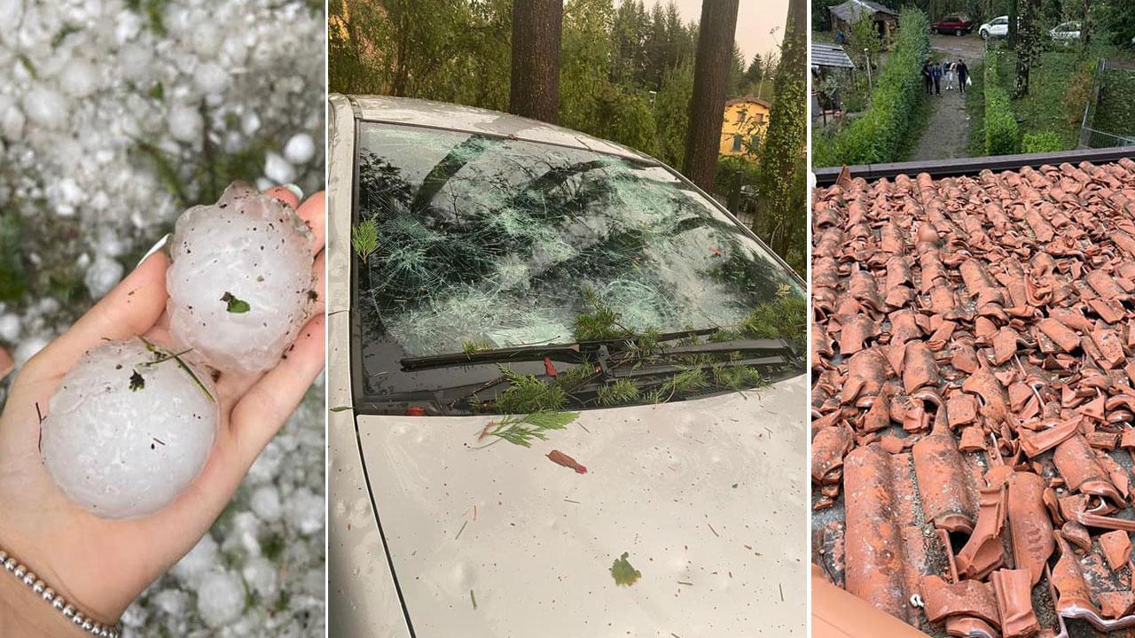 Le impressionanti immagini della grandinata a Bivigliano, in provincia di Firenze