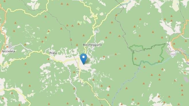 Il punto esatto dell'epicentro delle scosse che hanno riguardato la zona di Montieri