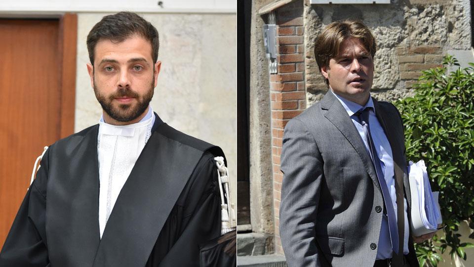 A sinistra il pm Giovanni De Marco, a destra l’avvocato Emiliano Goracci