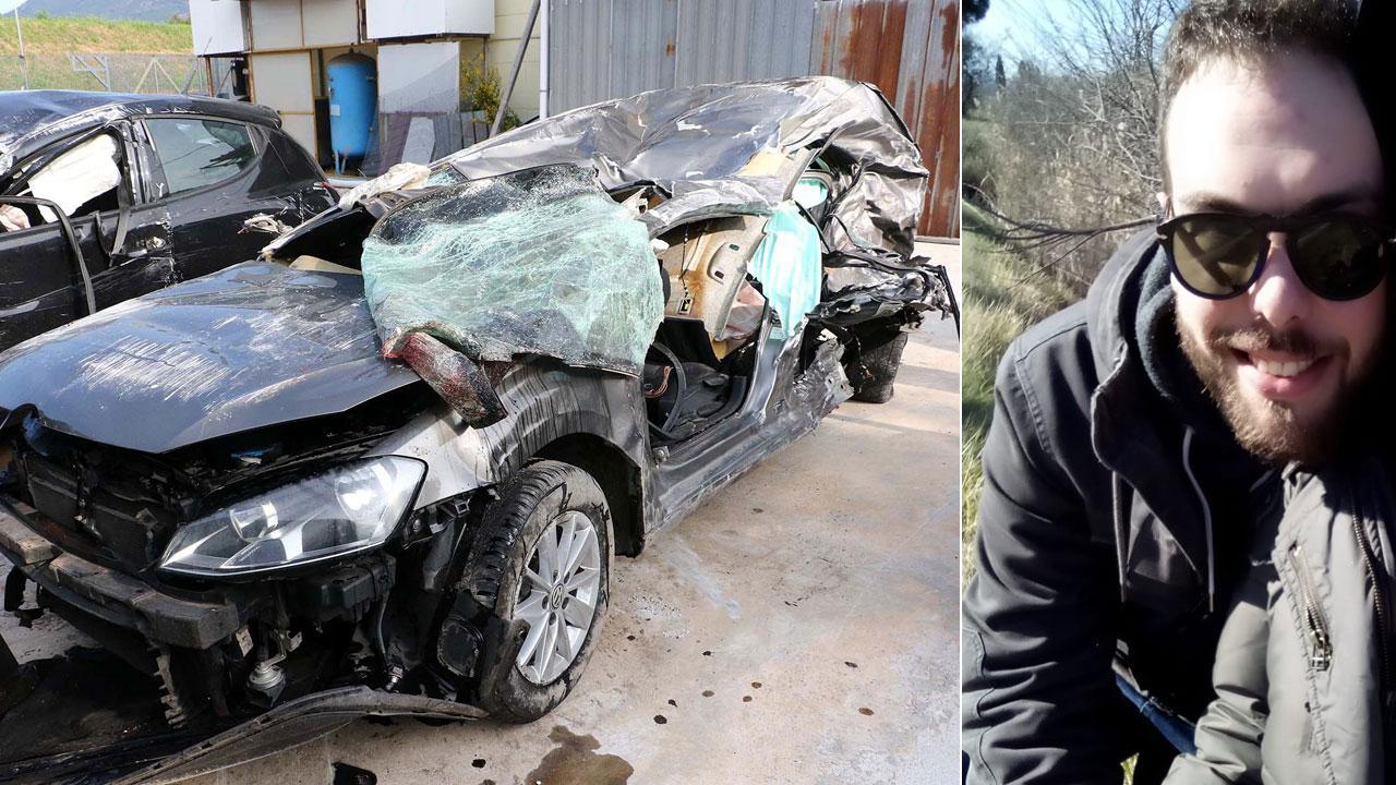 L'e auto rimaste coinvolte nello scontro (Foto Paglianti) e Luca Marchetti