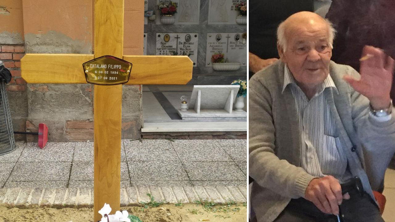 La tomba del pensionato morto all’insaputa dei figli e Filippo Catalano
