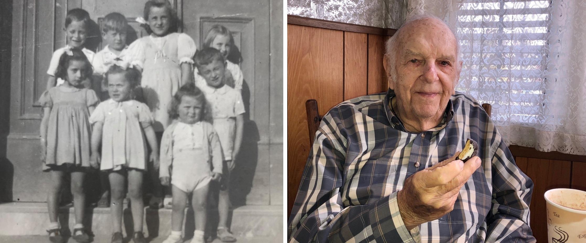 Il veterano di guerra americano (nella foto a sinistra) cerca le persone immortalate nella foto a sinistra. le immagini sono del Comune di San Miniato