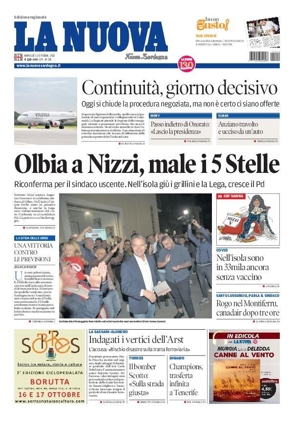 La Nuova Sardegna - Prima Pagina - 12 ottobre 2021