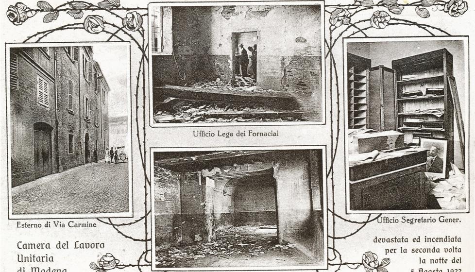 Il precedente. Cent’anni fa i fascisti incendiavano la Camera del Lavoro di Modena 