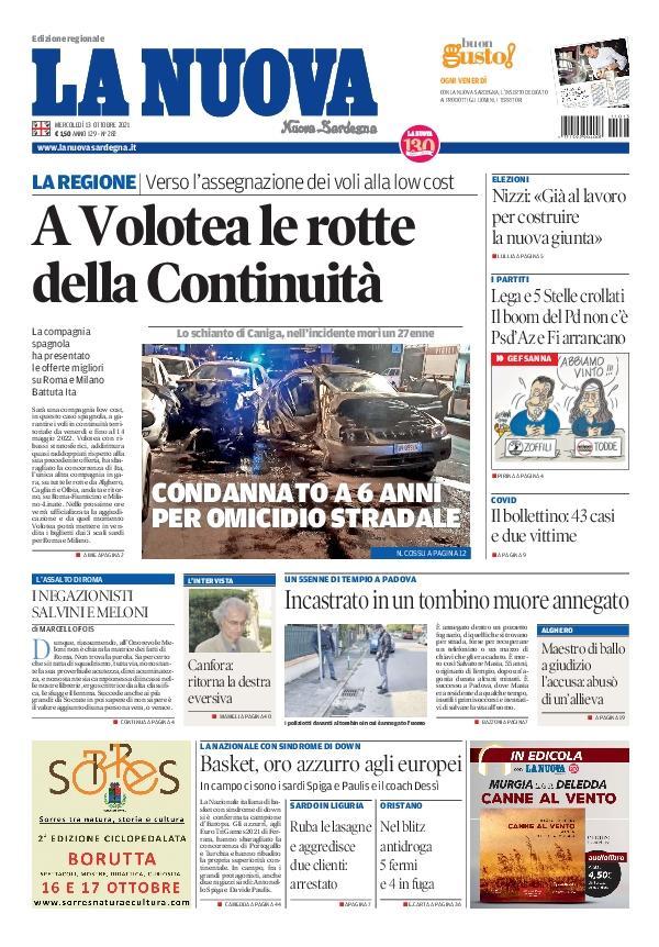 La Nuova Sardegna - Prima Pagina - 13 ottobre 2021
