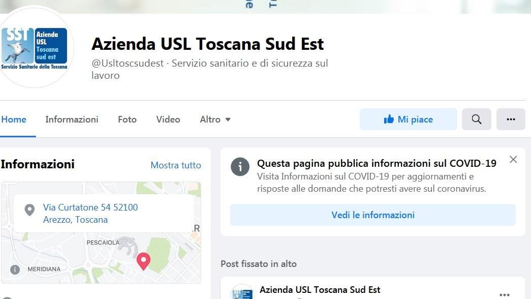 La pagina Facebook dell'Asl Toscana sud est