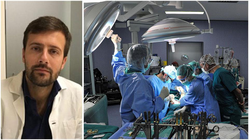 Il medico Andrea Cocci, coordinatore degli interventi e una sala operatoria