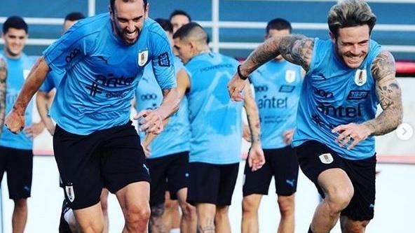Godin e Nandez in allenamento