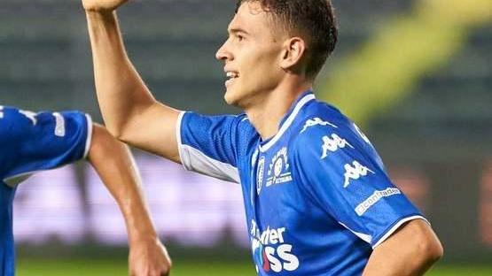 Kristjan Asllani autore del gol su calcio di rigore contro il Domzale