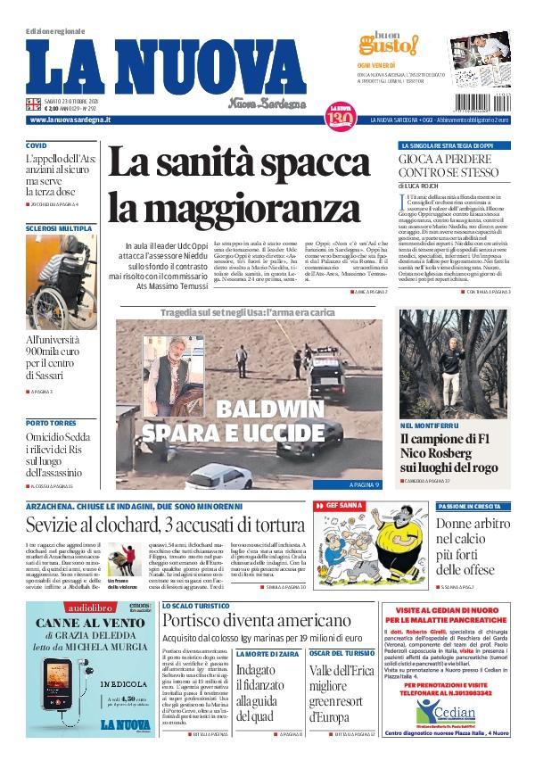 La Nuova Sardegna - Prima Pagina - 23 ottobre 2021
