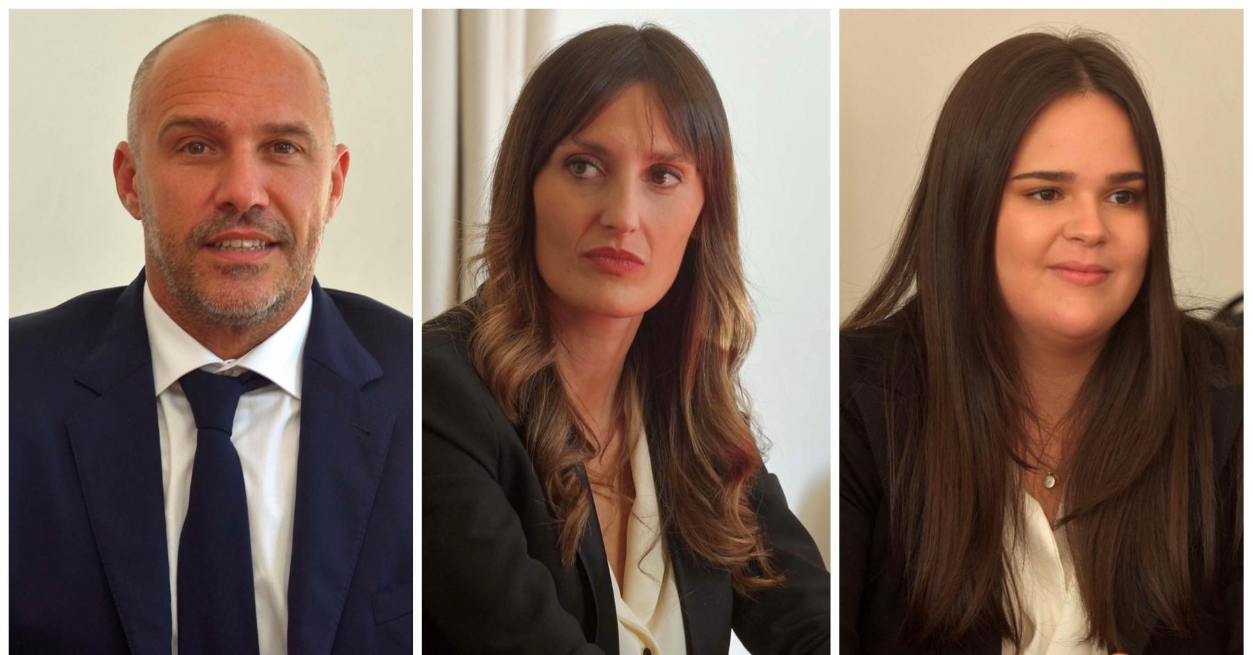 Gli assessori Bastianino Monni, Antonella Sciola ed Elena Casu