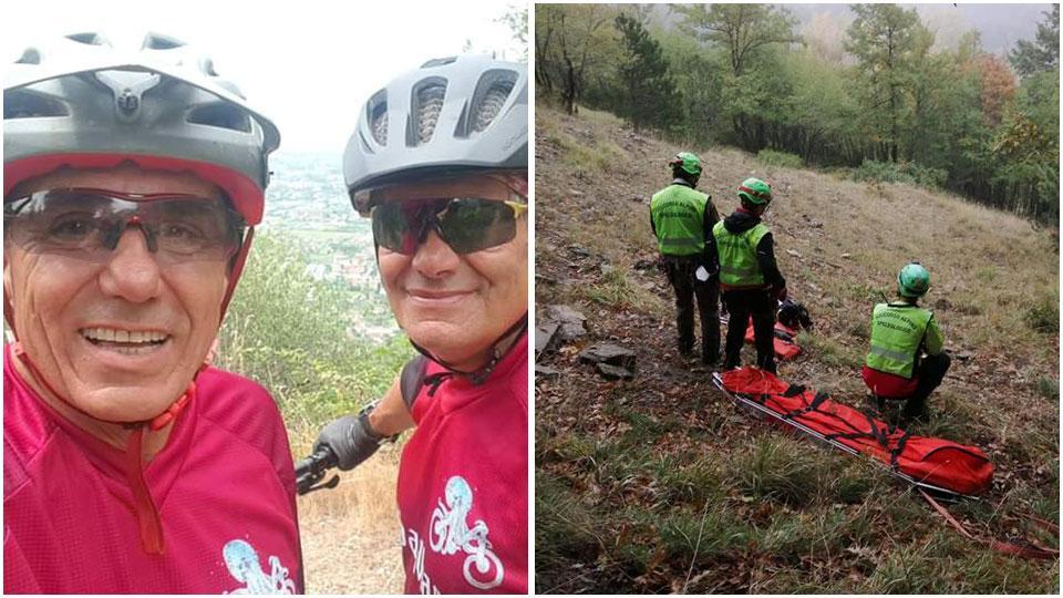 Stefano Romani (a sinistra) con Doriano Cortopassi e l’incidente