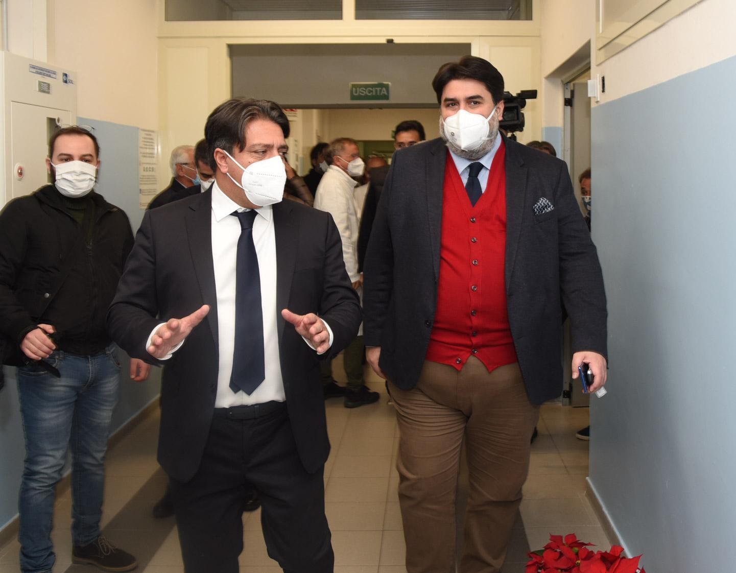 Il commissario straordinario dell'Ats Massimo Temussi e il presidente della Regione Christian Solinas