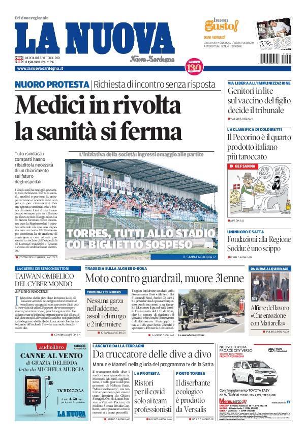 La Nuova Sardegna - Prima Pagina - 27 ottobre 2021