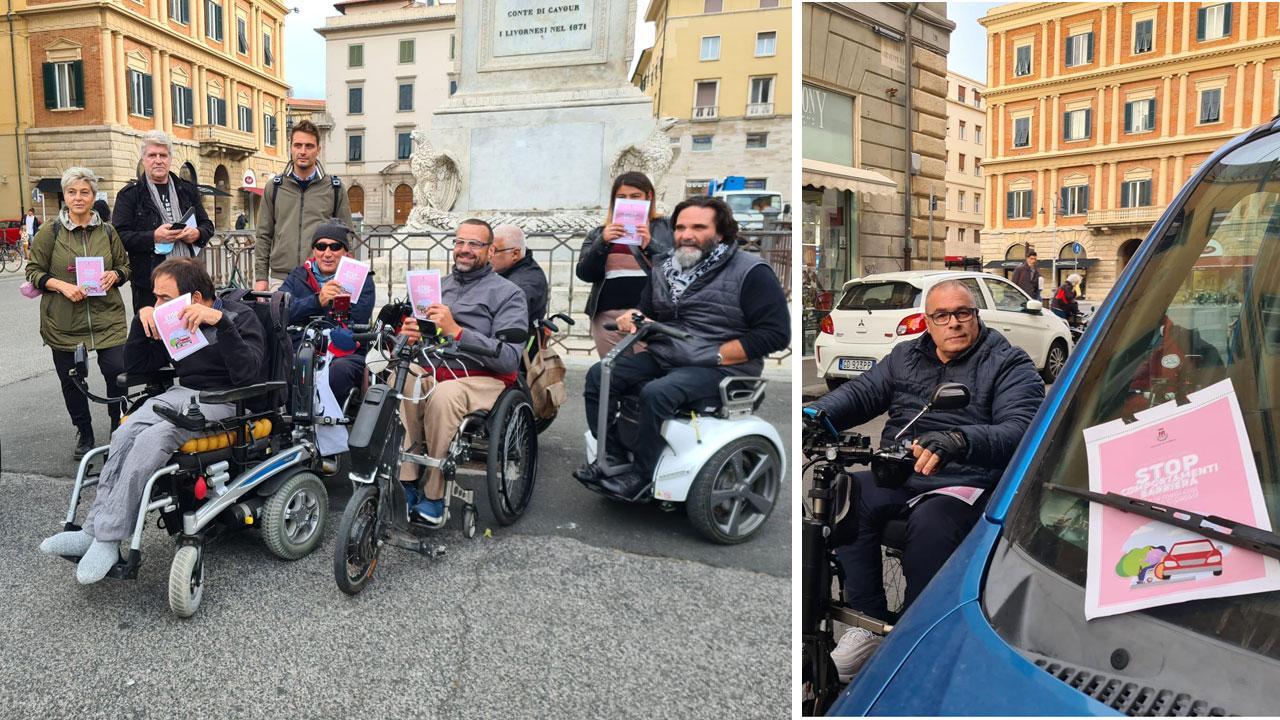 I partecipanti al progetto educativo i il foglio rosa delle multe "morali" ad un'auto (fotoservizio Stefanini/Silvi)