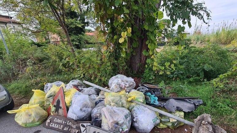 Le braccia di undici persone per pulire gli argini che corrono lungo la via Aurelia