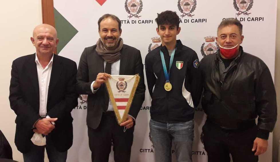 L’iridato Fabio Fiandri ricevuto in Comune a Carpi 