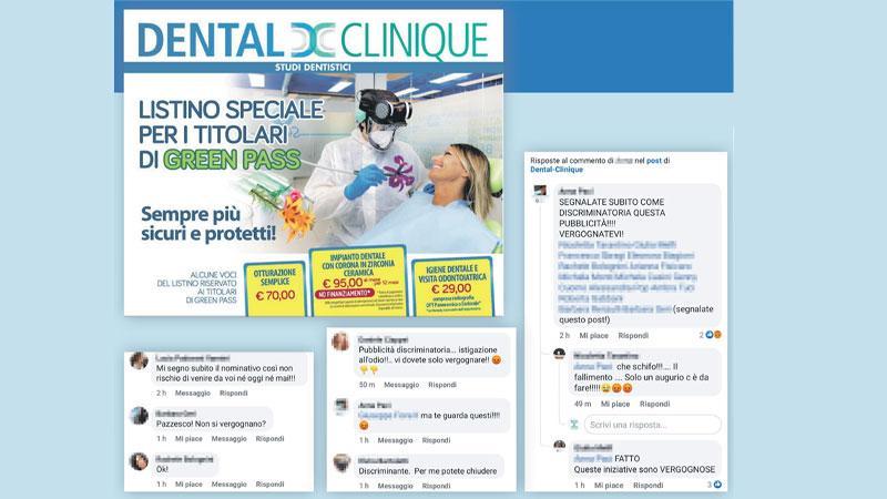 Sconti dal dentista ai clienti col green pass. E i no vax si scatenano sui social