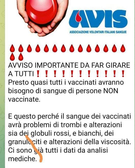 Volantini fake con logo di Avis per screditare la vaccinazione 