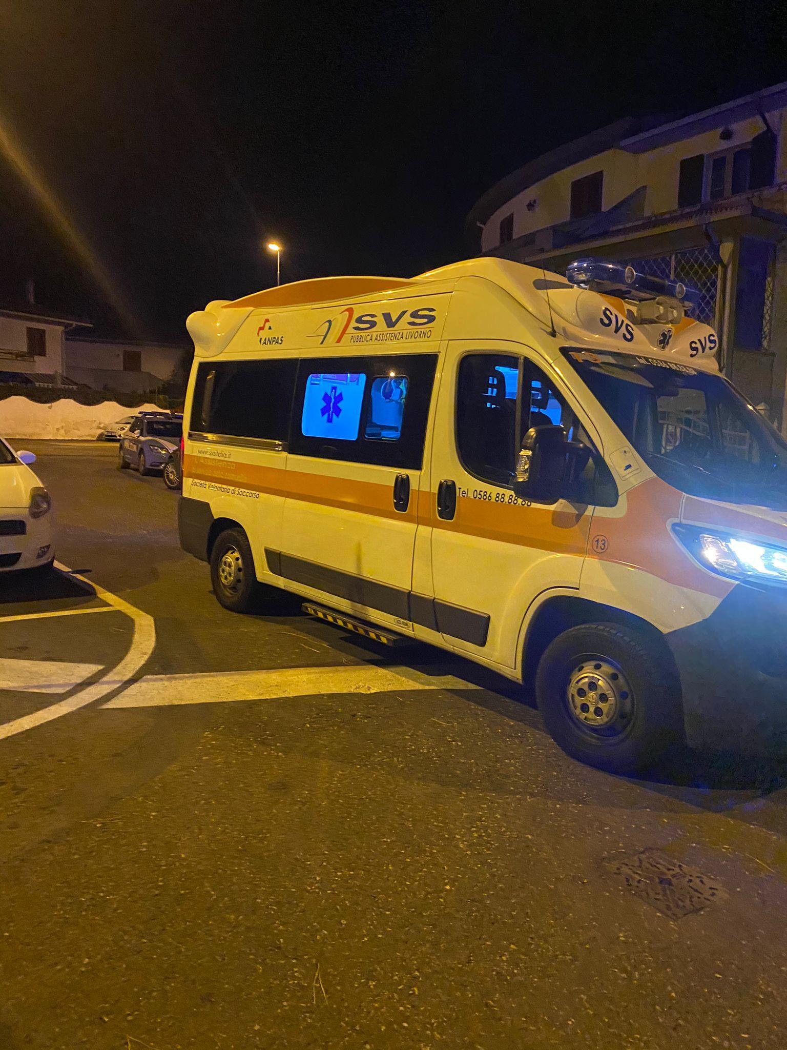 L'ambulanza della Svs a Stagno per l'intervento di soccorso
