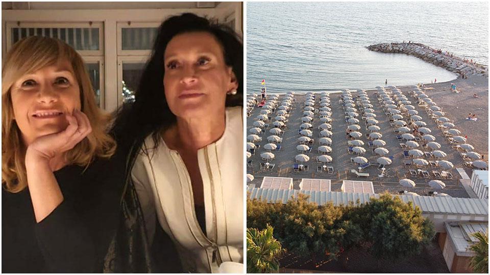 Laura e Chiara Cascione e uno scorcio dello stabilimento balneare Bisori