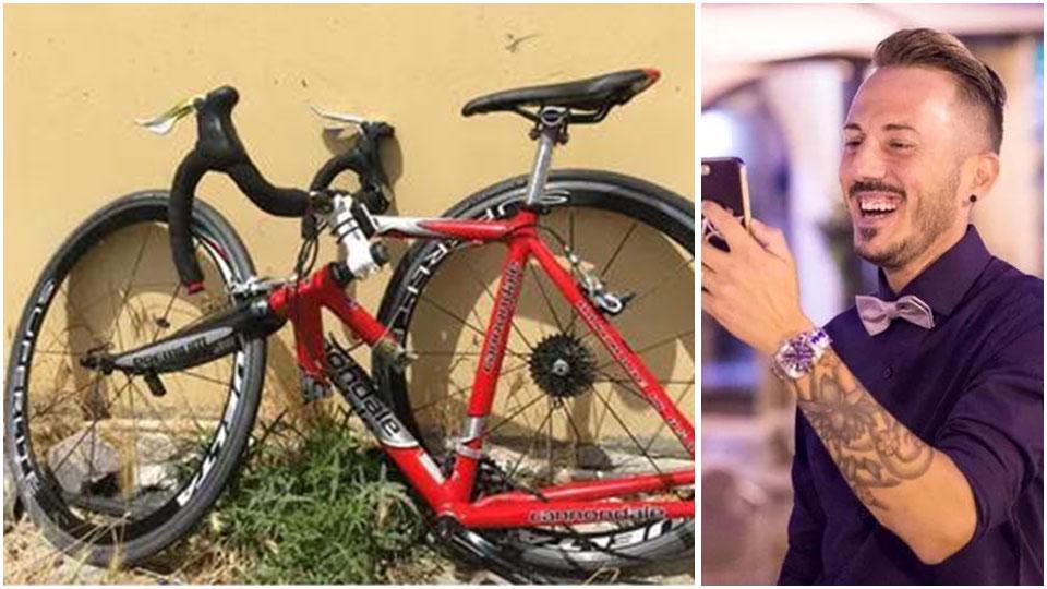 la bicicletta (a destra) su cui viaggiava Andrea Chiti