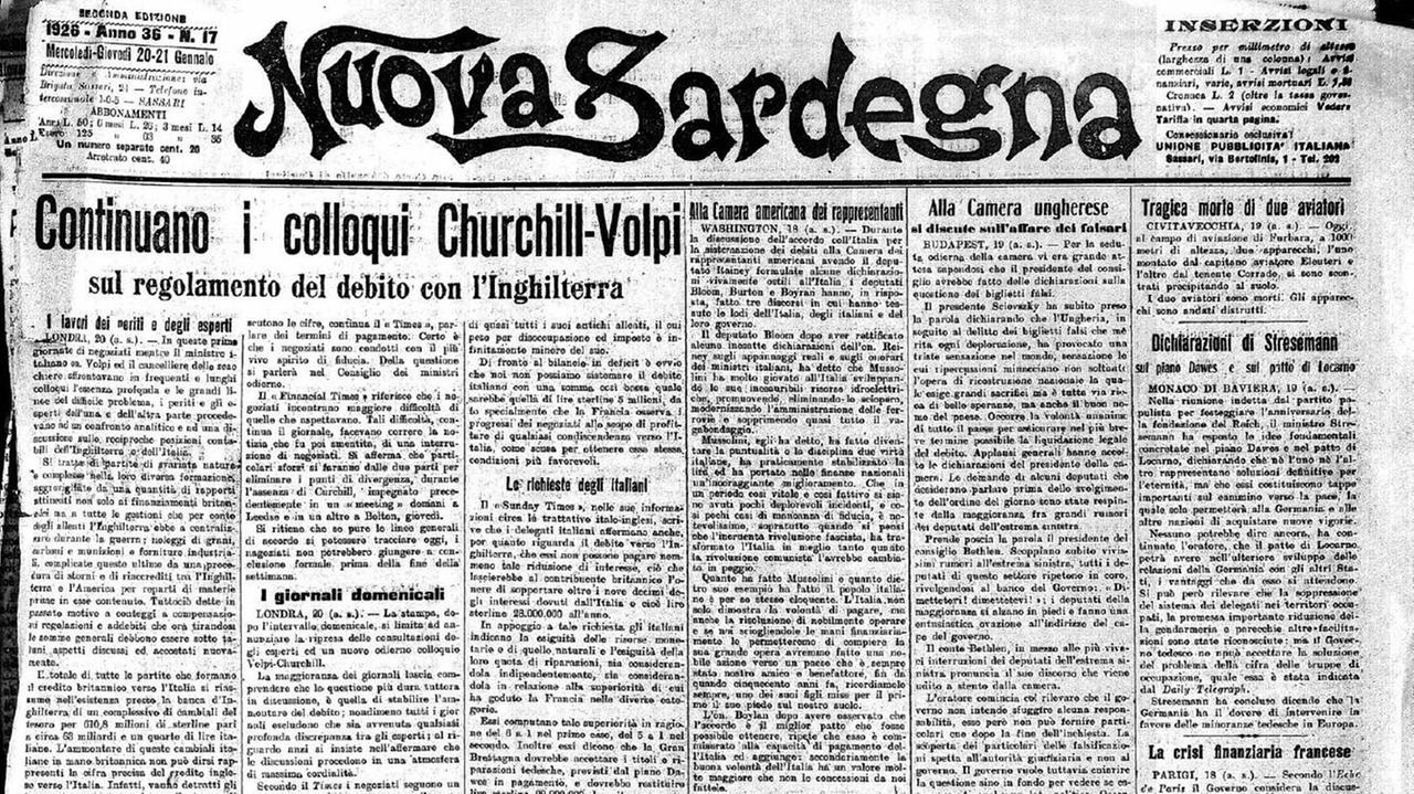La prima pagina della Nuova del 21 gennaio 1926, poco prima della chiusura
