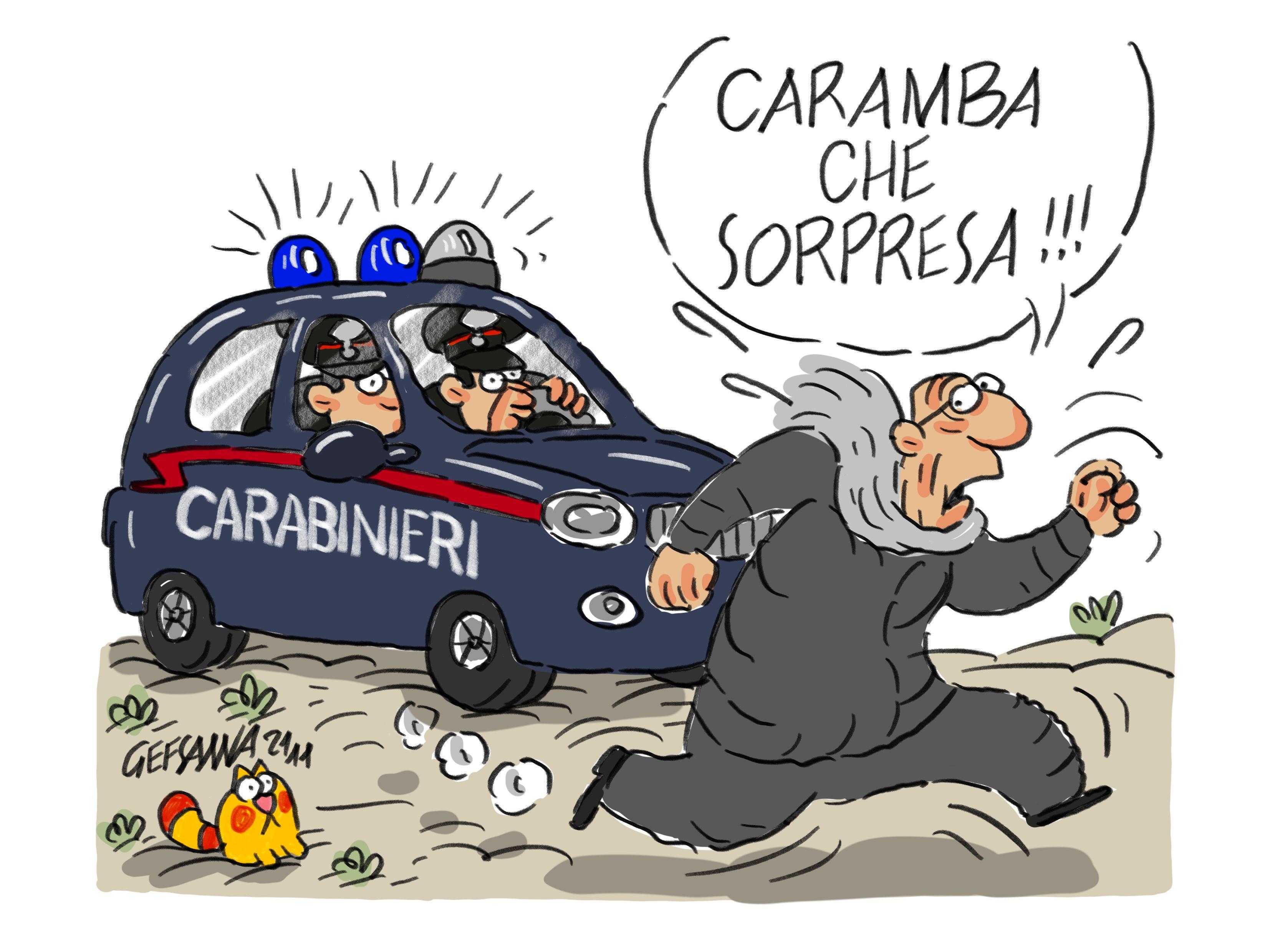 La vignetta di Gef: scappa davanti ai carabinieri, ma perché ha un trauma infantile 
