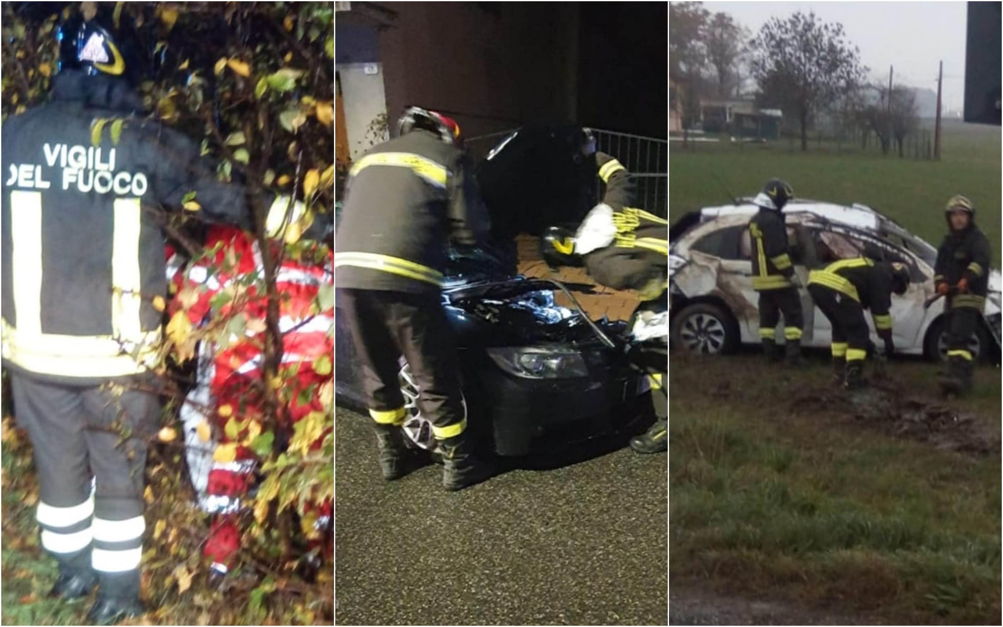Raffica di incidenti: a Fabbrico auto contro casa, due feriti gravi. Bloccata una fuga di gas
