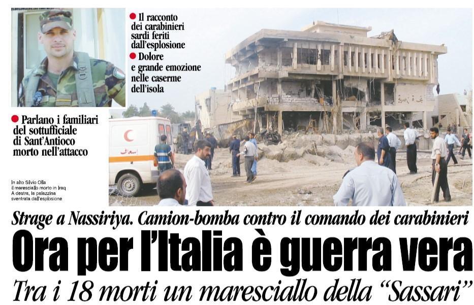 La prima pagina del 13 novembre 2003
