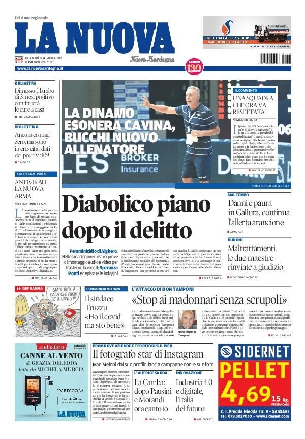 La Nuova Sardegna - Prima Pagina - 17 novembre 2021
