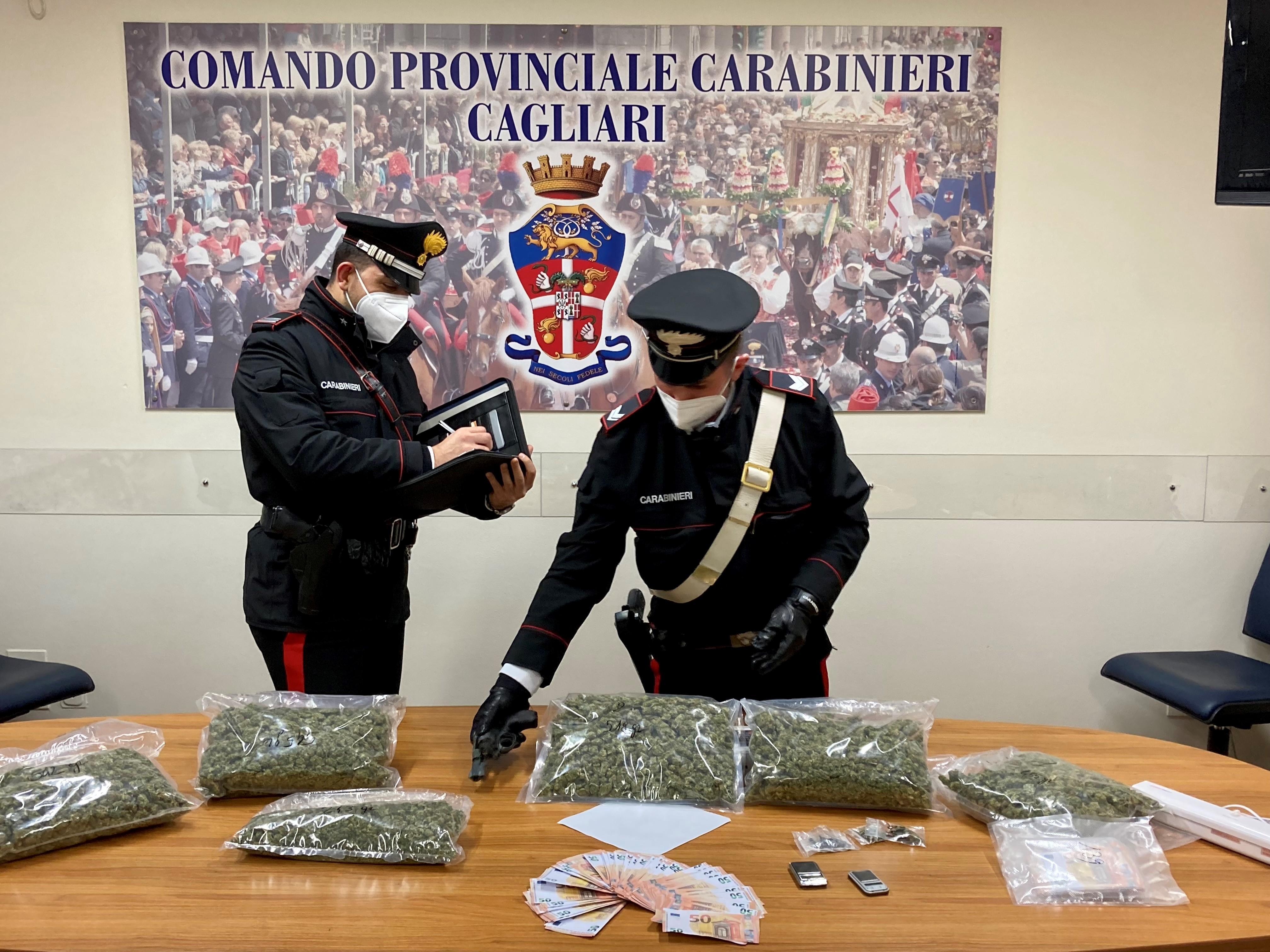 Droga, armi e un gruzzolo di banconote fotocopiate: due arresti a Cagliari