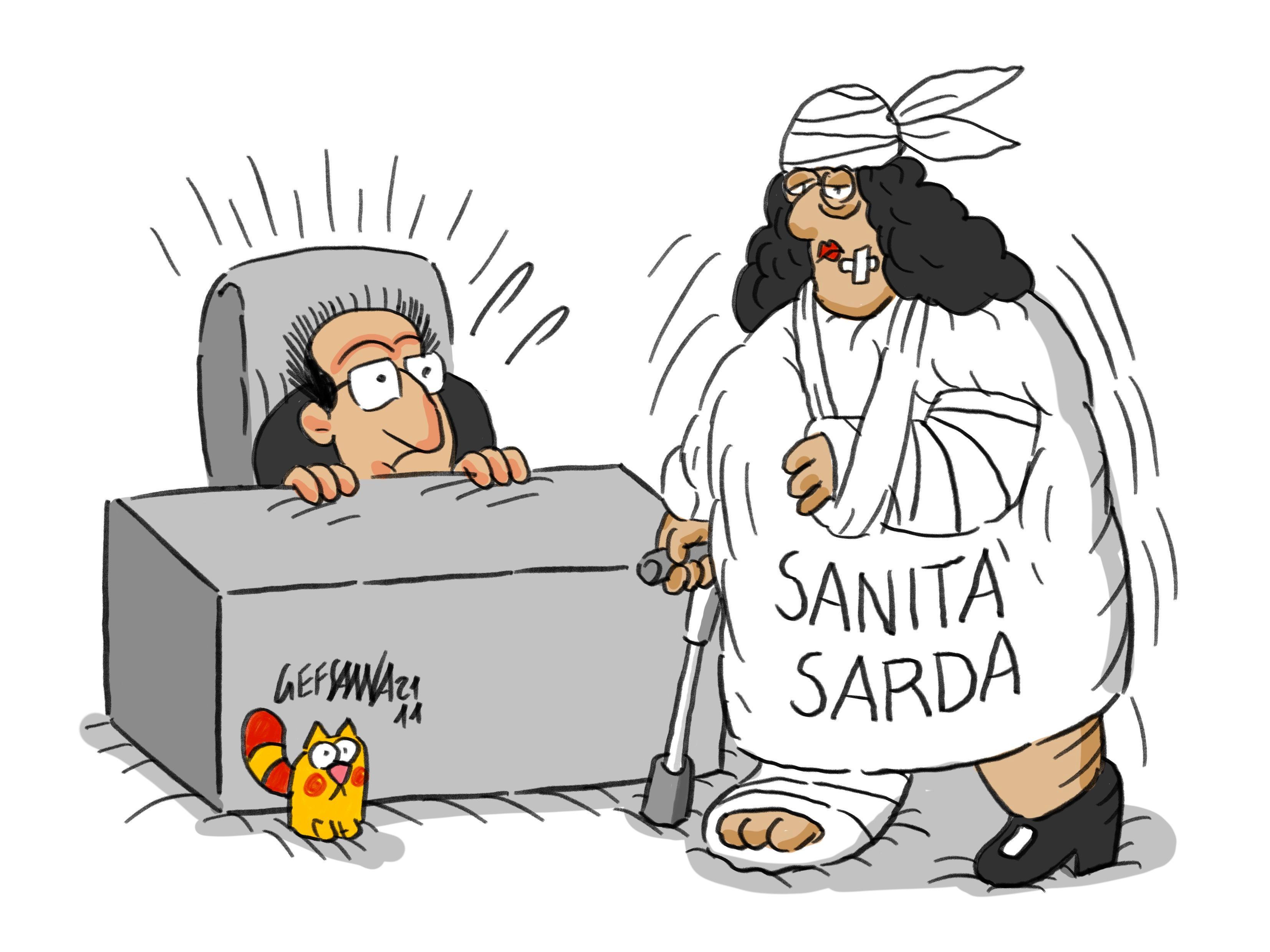 La vignetta di Gef: Sanità a pezzi, l'assessore Nieddu sotto accusa 