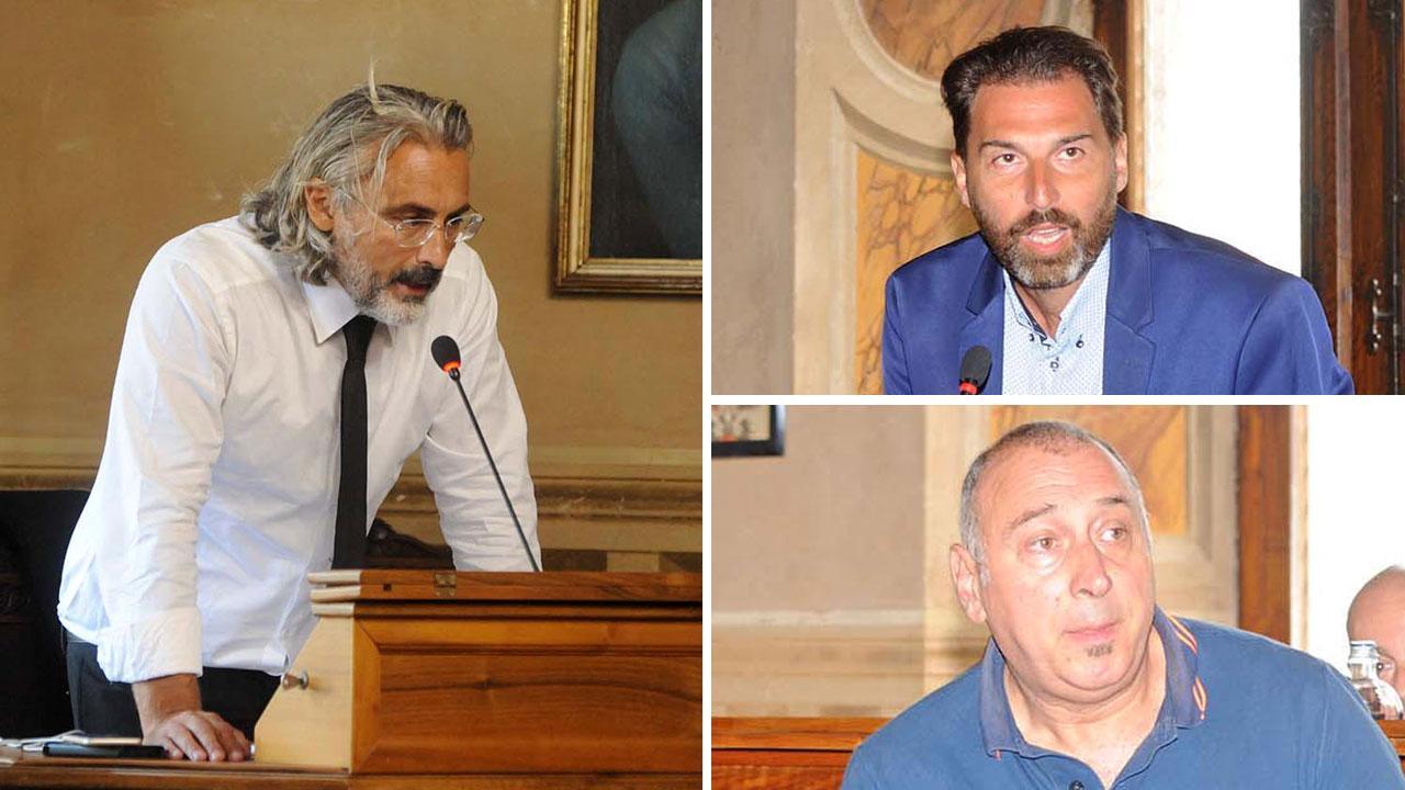 Gianluigi Palombi; Luigi Coppola in alto (Forza Italia-Udc-Civici popolari) e Vittorio Ceccarelli (Lega)