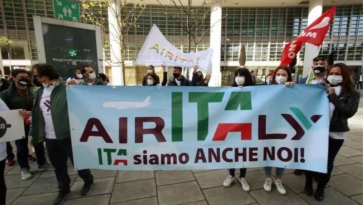 Manifestazione dei lavoratori Air Italy