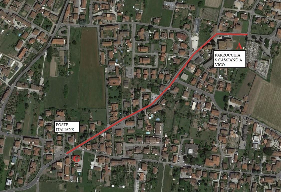 Una foto aerea con l'indicazione di un singolo intervento